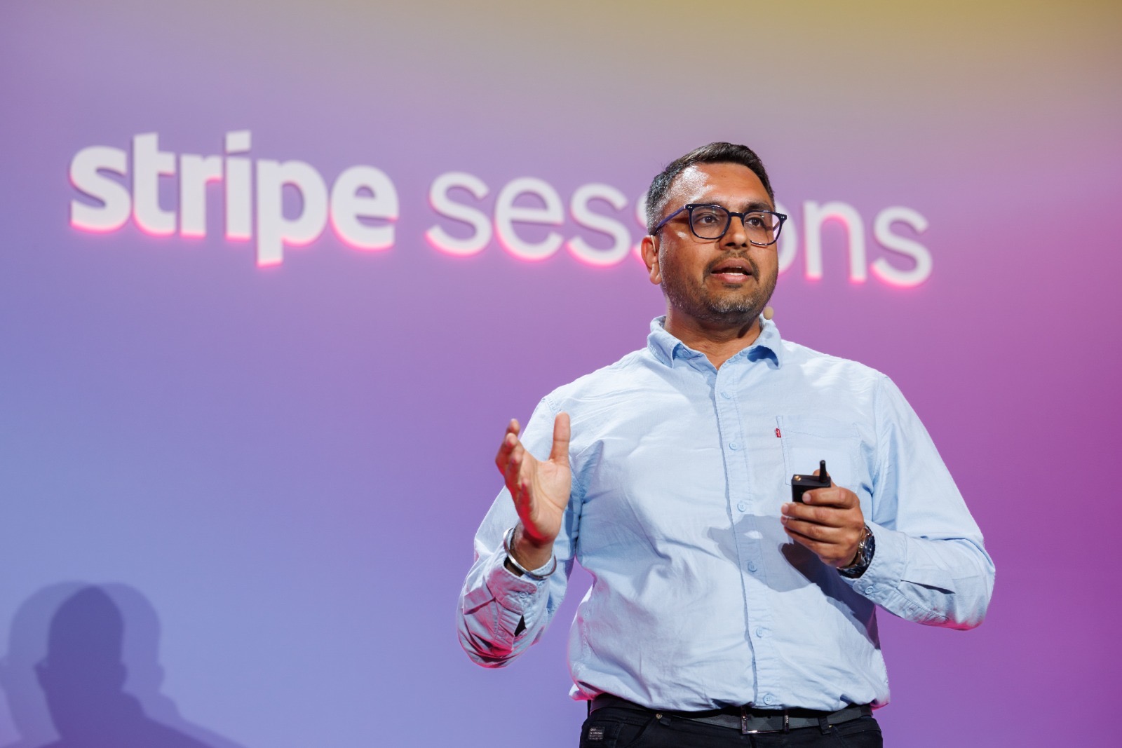 Aman speaking at Stripe Sessions